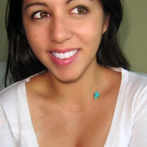 Vintage Women Necklace Jewelry Blue Cross Necklace Pendnat On Neck Simple Handmade Choker XL349