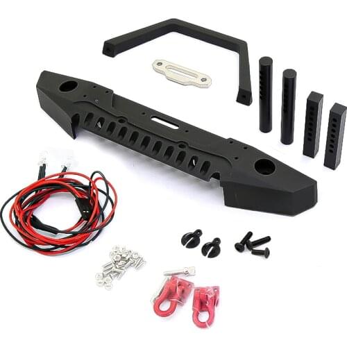 1set Front Metal Bumper With Light For 1/10 RC Crawler TRX4 SCX10 D90