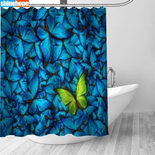 1PC Butterfly Shower Curtains for Bathroom Polyester Shower Curtain Printing Curtain Cartoon Shower Curtains