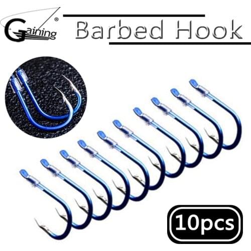 10 Pairs/lot Fishing Hooks with Nylon Tipped Line High Carbon Steel Carp Hook String Hook Fishing Saltwater