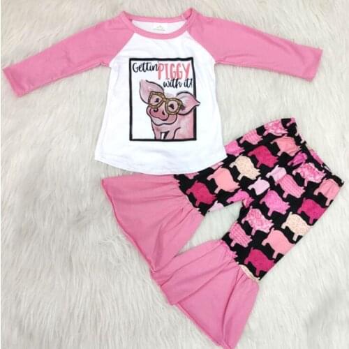 2019 cartoon pig outfits baby girls high quality 2 pcs set infant toddler clothing suit