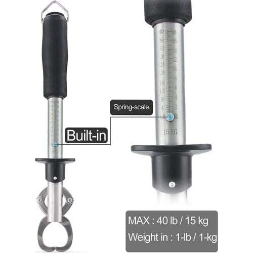 5pcs FLG-S-001 Portable Fish Lip Grabber Grip Tool Fish Holder Stainless Steel Fishing Gear with Scale