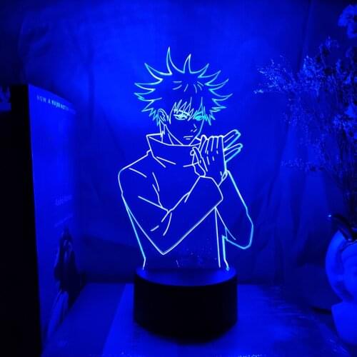 Fushiguro Megumi Anime Figurine 3D Night Lamp LED Sensor Manga Lighting Decoration Kids Bedroom Bedside Accent Atmosphere Gift