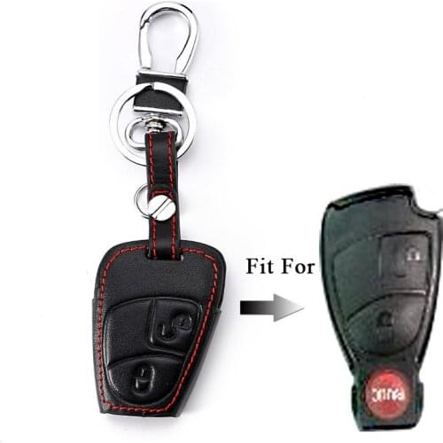 Car Styling,Car keychain ,2 Button Leather car key case key cover For Mercedes benz A CLASS W169 B C E S R C200E 260L GLK300