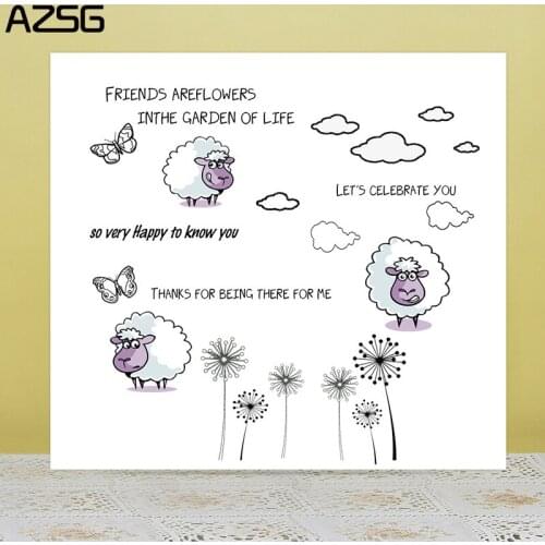 AZSG Naughty Lamb Dandelion Cloud Clear Stamps For DIY Scrapbooking/Card Making/Album Decorative Silicon Stamp Crafts