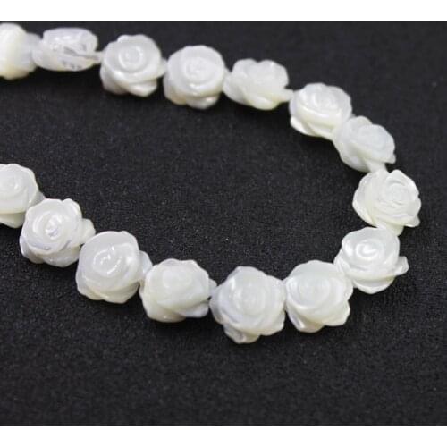 Hot wholesale high quality 10mm rose Natural White shell stone Beads for DIY Fashion charms Necklace Bracelet making TRSB1028
