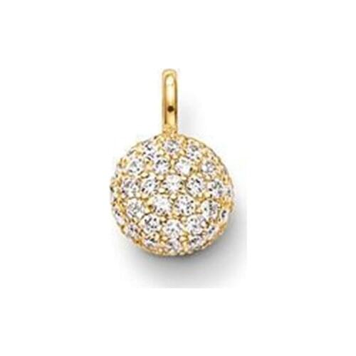 Gold-color White Zirconia Single Side Ball Pendants Fit Chain Necklaces Bracelets, Most Fashion Pendants Jewelry For Women Girl