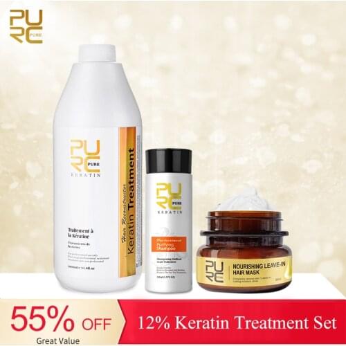 PURE Keratin for Professional Hair Straightening 12% Refreshing Hair Long-lasting Hair Repair Damage Mask Keratin Treatment