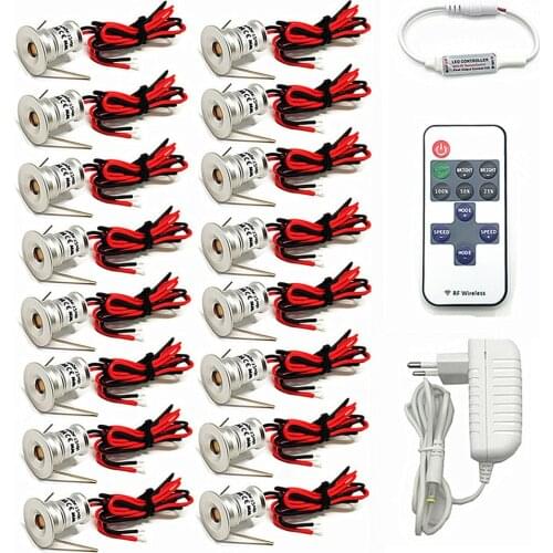 Dimmable LED Downlight 1W Spot Light Indoor Ceiling Downlight Spotlight Showcase Cabinet Stair Light With Remote Control Adapter