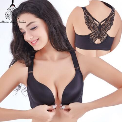 Women Underwear Seamless Bra Plus Size C D E Cup Front Closure Bralete Push Up Brassiere For Lingerie Sexy BH Wire Free