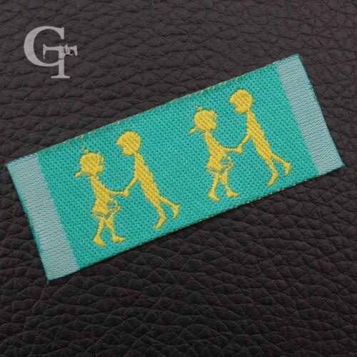 Custom logo brand clothing garment labels, 2cm end fold straight cut name woven labels,customized clothing labels