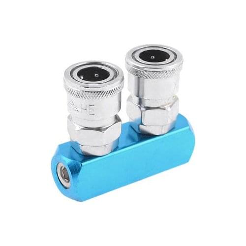 Piping Fitting 2 Pass Air Hose Pass Quick Coupler Silver Tone Dodger Blue