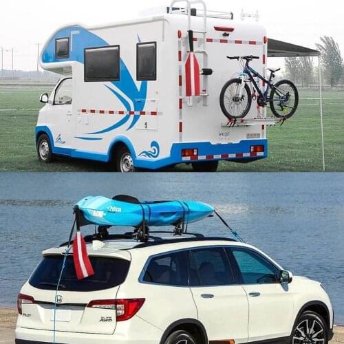 1Pcs Canoe Towing Flag Kayak Safety Flag Oxford Fabric Long Travel Tow Flag For Kayak Towing Warning With Durable Lanyard Red