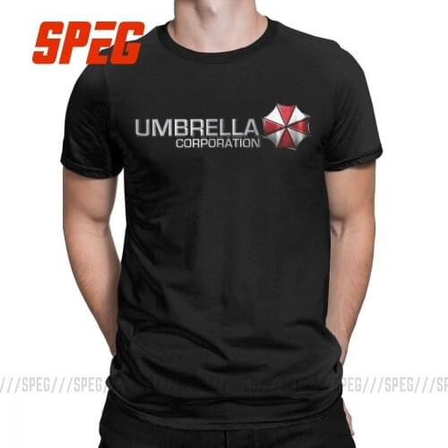 Umbrella Corporation T-Shirts for Men Vintage 100% Cotton Tee Shirt Round Neck Short Sleeve T Shirts Gift Idea Clothes
