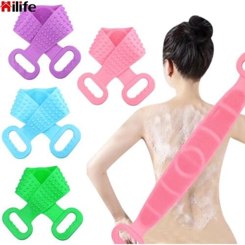 HILIFE Exfoliating Back Strap Body Scrubber Body Massage Shower Rubbing Back Mud Peeling Silicone Body Skin Towel Brush