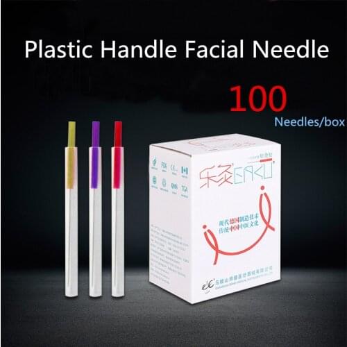 Facial Beauty Massage Color Plastic Handle Acupuncture Needle Single Use Packing P Type Acupuncture Needles 0.12/0.14/0.16mm