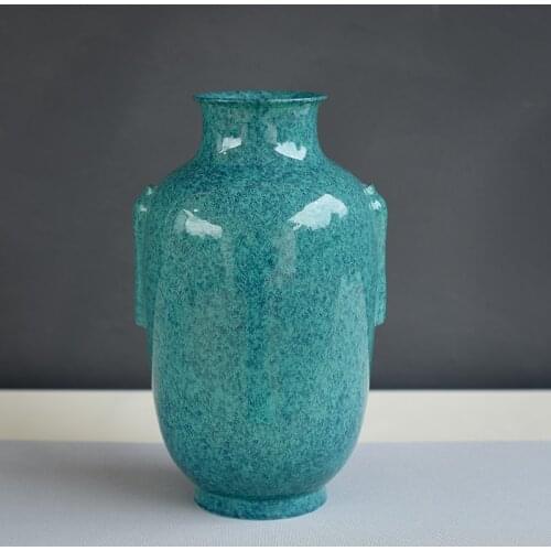 Ceramic Jun Glaze Wax Gourd Two Ears Vase Antique Porcelain Furnace Decoration