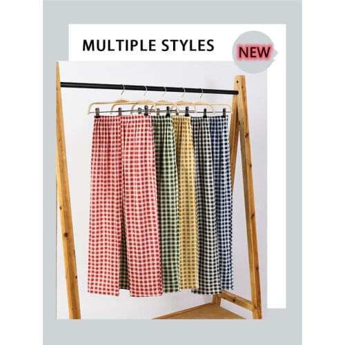 Plaid Sleep Bottom Women Cotton Long Pant Home Pajamas Soft Slip Pants 4XL Big Size Casual Loose Mom Sleepwear kPaCotAkoWka