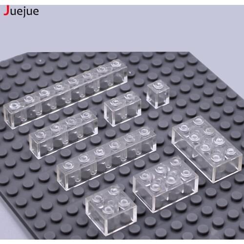 80pcs Child Toys DIY Block Brick Clear Wall Brick MOC Transparent Building Blocks Sence Parts Educational Creative Kid Toy Gift