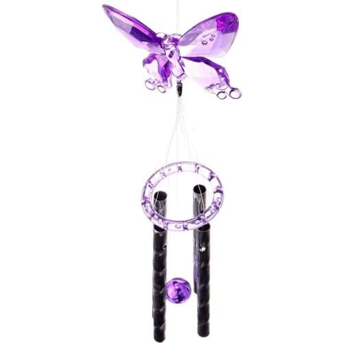 Beautiful Butterfly Plastic Crystal 4 Metal Tubes Windchime Wind Chime Home Garden Decor #76477