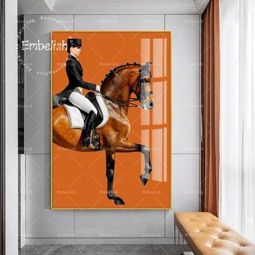 Embelish 1 Pieces Cool Large Wall Art Pictures For Living Room Woman Riding Horse HD Canvas Paintings For Living Room Posters
