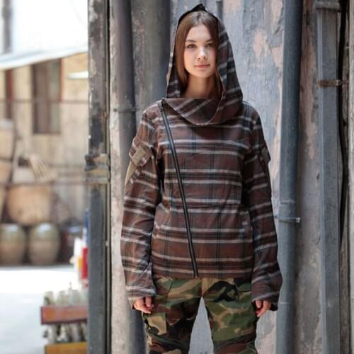 S-XXL Men And Women Pure Cotton Plaid Hooded Warm Beveled Zipper Long Sleeve Shirts Outdoor Trekking Camping Climbing Hoodies