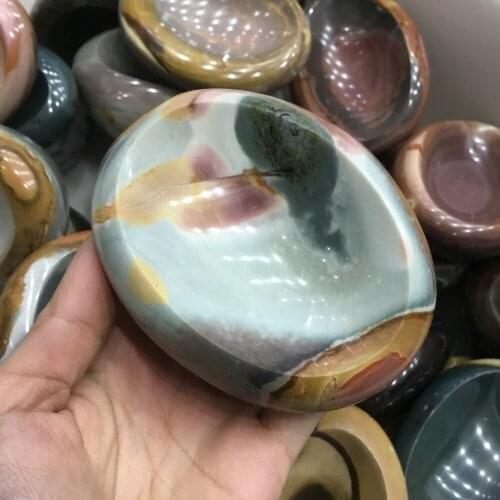 Natural Ocean Jasper Ashtray Ornament Polychrome Stone for home decoration
