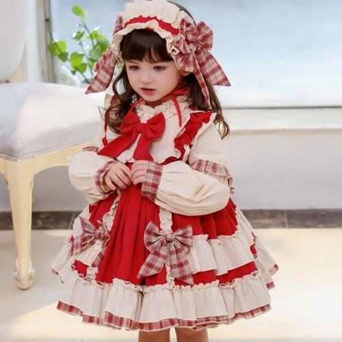 Boutique New Toddler Girl Lolita Dress Autumn and Winter Long-Sleeved Childrens Retro Princess Clothes