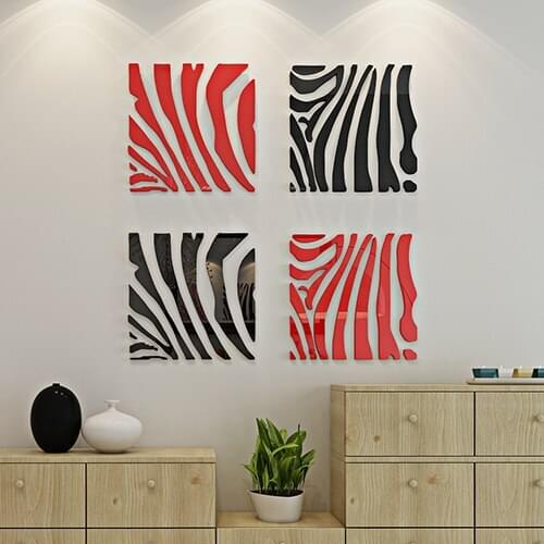 New arrival Zebra acrylic crystal 3d wall stickers Creative modern art wall stickers Living roon bedroom DIY decoration