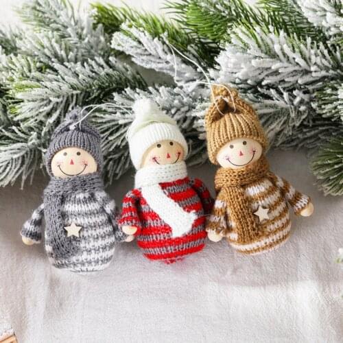 Christmas Decorations Creative Wooden Wool Snowman Figurine Doll Christmas Tree Closet Decorative Small Pendant