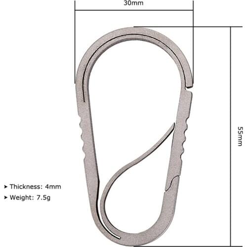 Wholesale 20PCS/lot EDC Titanium Alloy TC4 Integrated Spring anti-lost Hanging Fasteners Titanium Keychain Hanging Buckle Light