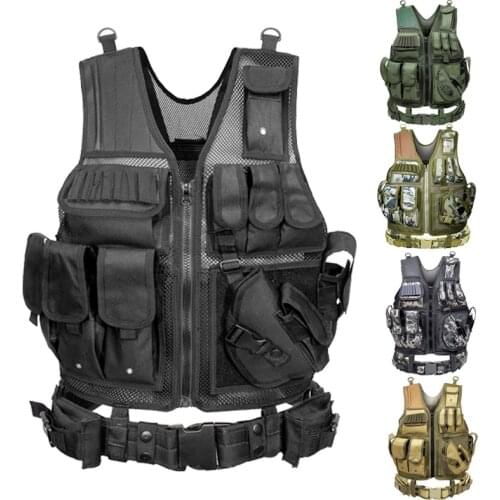 Outdoor Military Training CS Multi-pocket Tactical Molle Vest Airsoft Combat Armor Mens Hunting Paintball Police Security Vest