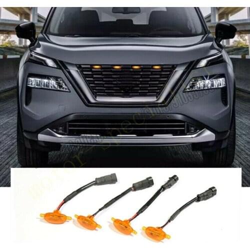 NEW For Nissan Rogue 2021 Front Grille LED Amber Light Raptor Style Grill Cover 4PCScar accessories