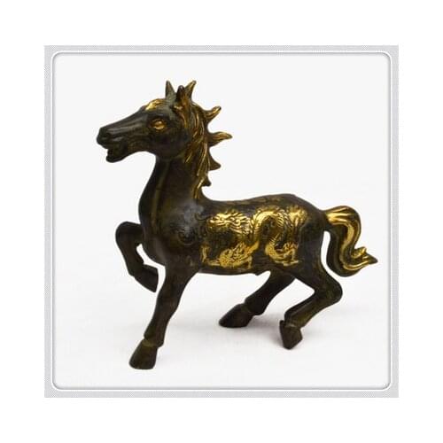 Fine Bronze Dragon and Phoenix, Horse Sculpture Ornaments Pure Bronze Golden Horse Decorations
