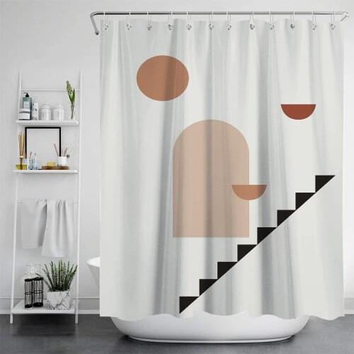 Nordic style simple abstract sun and moon pattern shower curtain windproof bathroom decoration home furnishing