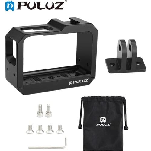 PULUZ Aluminum alloy Frame Mount Protective Case Cage &Cold Shoe Base Slot & Tripod Base Adapter for Insta360 One R Accessories