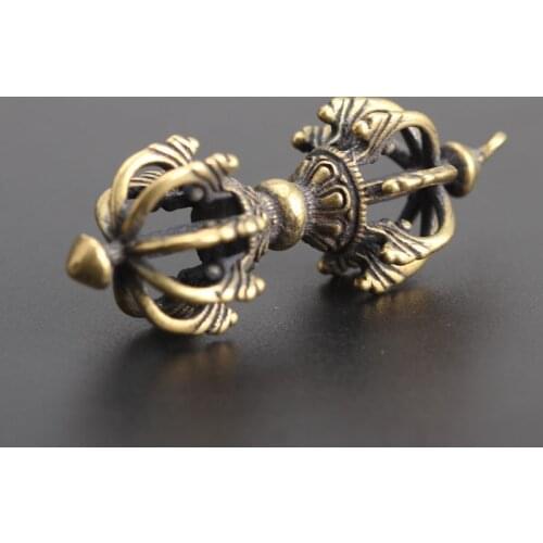 Retro Brass Buddhism Vajry Pestle Small Ornaments Key Chains Pendants Copper Buddha Instrument Home Decorations Auspicious Craft