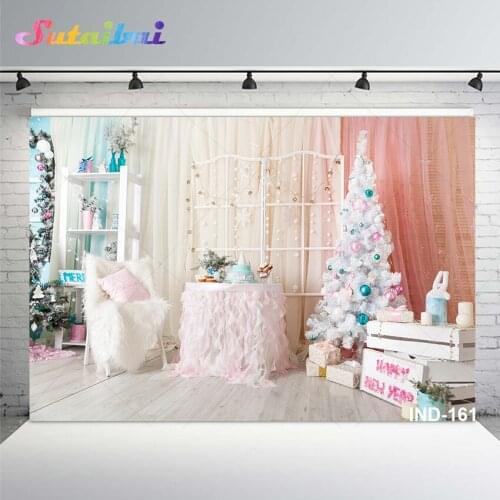 Christmas Happy New Year Backdrop for Photography Christmas Tree Interior Girl Party Decor Photographic Background Photo Studio
