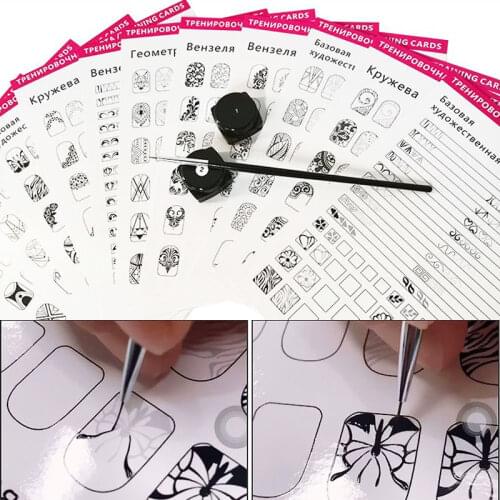 Nail Art Practice Lines Drawing Painting Template Learning Book Manicure Salon Tools Nails Accessoires