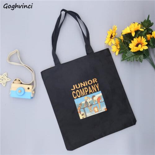 Shopping Bags Women Cartoon Printed Leisure Simple Daily Shopper Bag Canvas Tote Large Capacity Korean Style Students Harajuku
