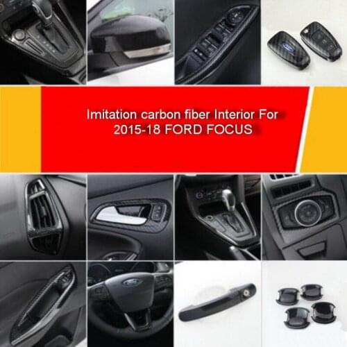 Tonlinker Cover Stickers for Ford Focus 2015-18 Car Styling 2/4 PCS ABS Carbon fiber Interior Decoration cover stickers