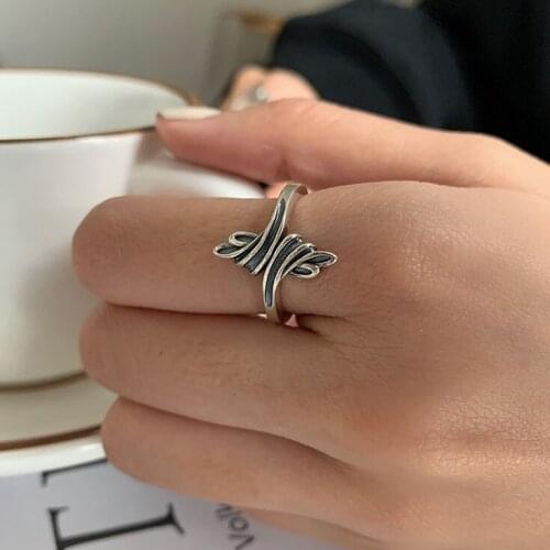 Vintage Korean Japanese Students Finger Rings Fashion Jewelry Cool Personality Silver Color Irregular Twist Ring Jewellery