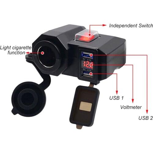 Dual USB Port 12v 24v Waterproof Motorbike Motorcycle Handlebar Charger Practical Adapter Power Supply Socket for Phone Mobile