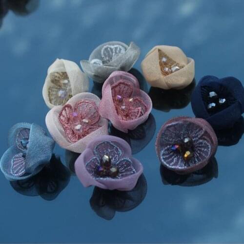 Fairy Flower beaded patches for clothing Handmade floral Rhinestone patch for clothes parches bordados para ropa