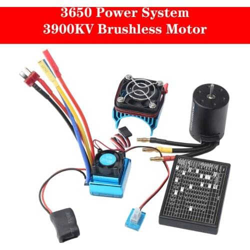 High Quality 3650 3900KV Brushless Motor &80A ESC + Heat Sink Programming Card Combo Power System for 1:10 RC Car Boat Part