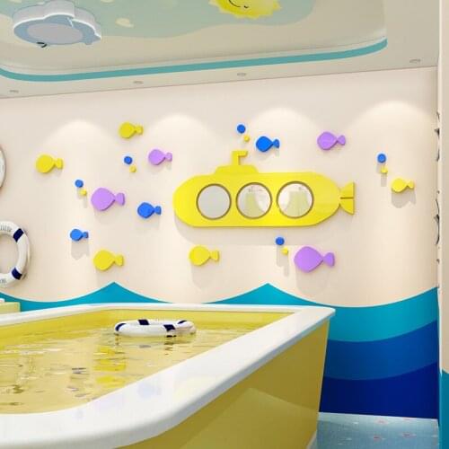 WS186 Submarine acrylic wall stickers Baby swimming pool bathroom bathroom layout Mother and baby shop glass door stickers