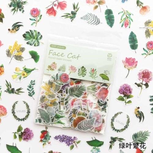 Green Leaf Flower Material paper Stickers Junk Journal Planner Craft Paper Scrapbooking Vintage Decorative DIY Craft Photo Album