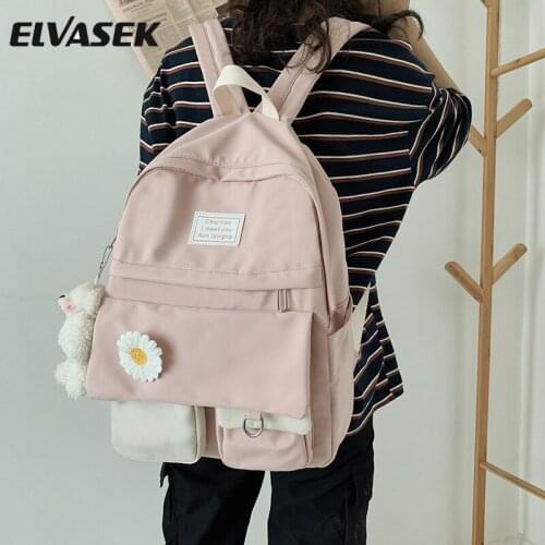 College Student Ladies Cute Backpack Kawaii Backpack Women Flower Female Harajuku School Bags Book Nylon Girl Trendy Bag Fashion