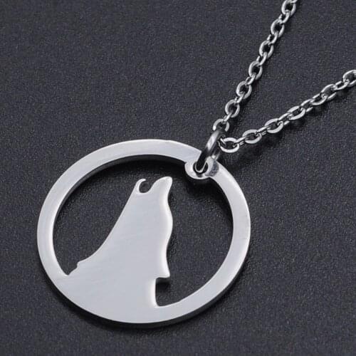 2Pcs/Lot 100% Stainless Steel Night Wolf Pendant Necklace For Women Delicate Fashion Jewelry Necklaces