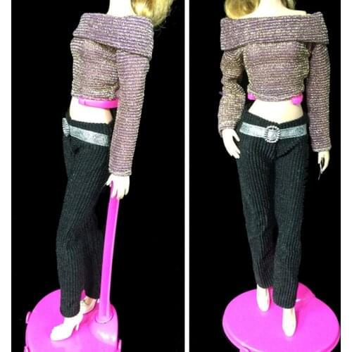 1Set Casual Doll Clothes Long Sleeve Top + Black Trousers Pants for Barbie Doll House for 1/6 BJD Doll Accessories Random